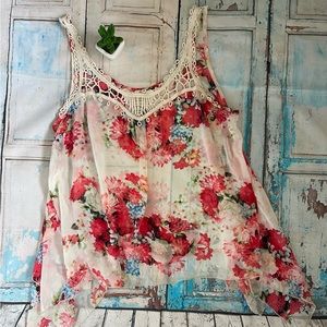 Sheer floral tank top